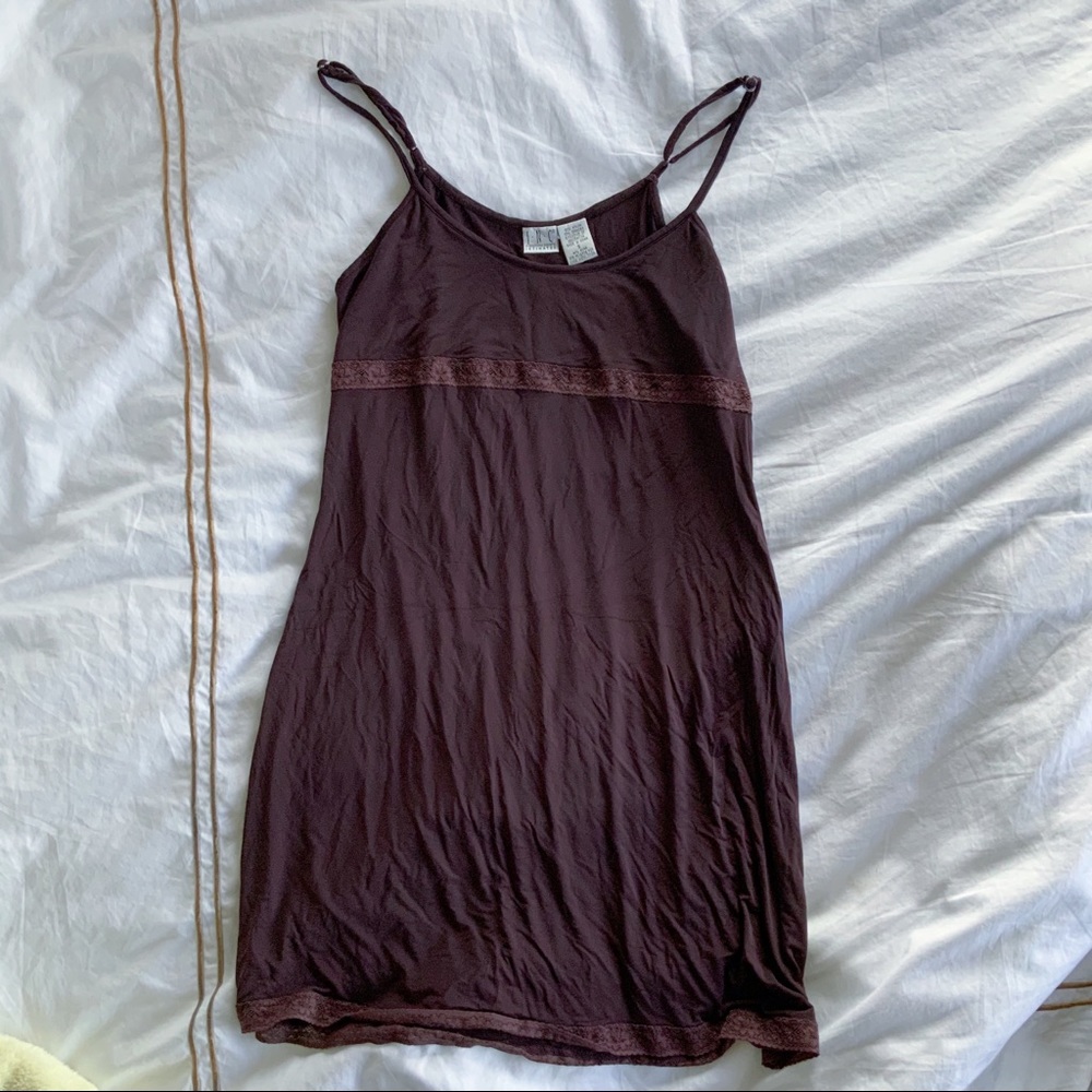 brown y2k styled slip dress